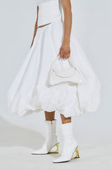 AZALEA WANG BRIXHAM WHITE BOOTIE WITH NOVELTY HEEL