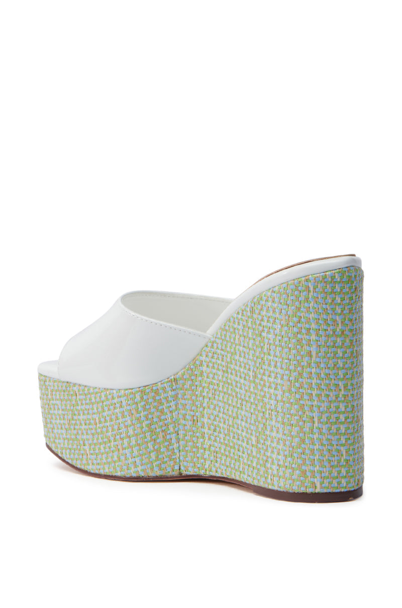 AZALEA WANG CHANDRIA WHITE TWEED WEDGE SANDAL