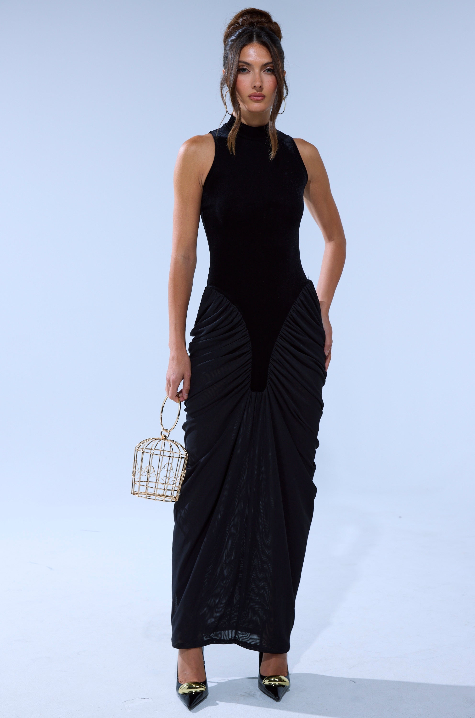 OUT FOR THE NIGHT MOCK NECK MAXI DRESS