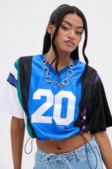 WHAT YOU WORKIN' WITH PATCHWORK JERSEY TOP
