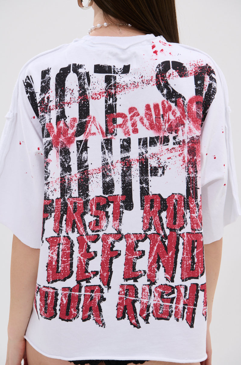 WARNING SIGNS CROPPED GRAPHIC TEE