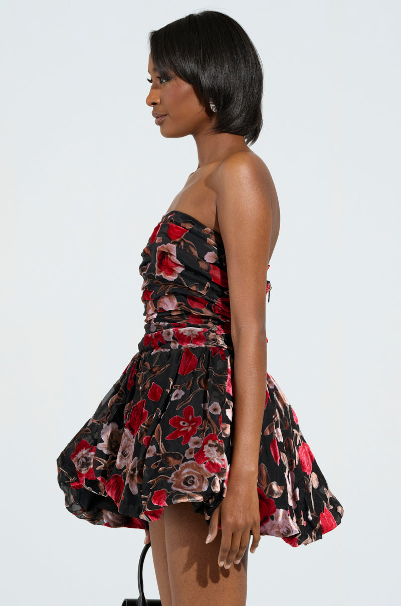 TIMELESS BEAUTY VELVET BURNOUT MINI DRESS