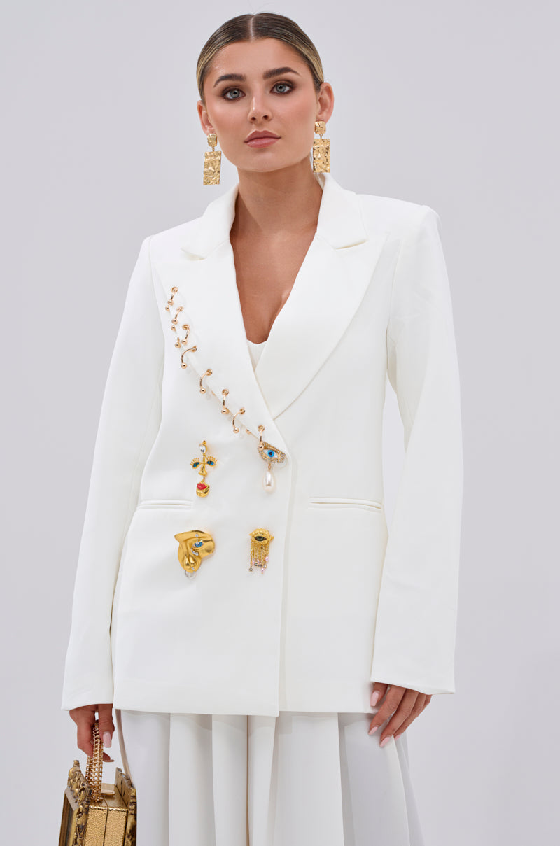EYE GOT MY EYES ON YOU PIN DETAIL TAILORED BLAZER