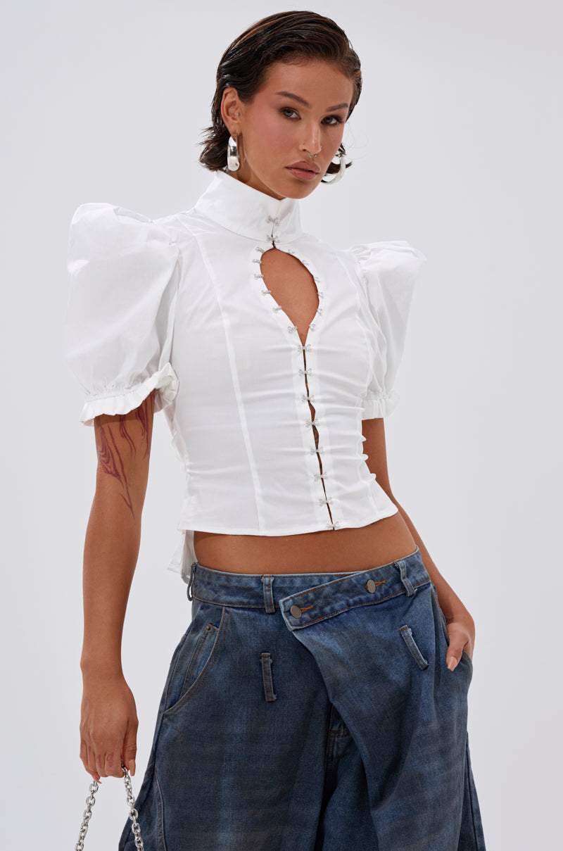 TOO COOL FOR YOU LACEUP BLOUSE