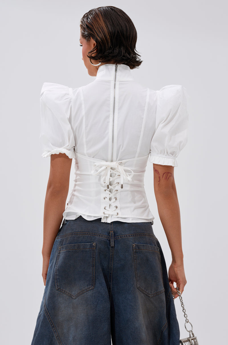 TOO COOL FOR YOU LACEUP BLOUSE