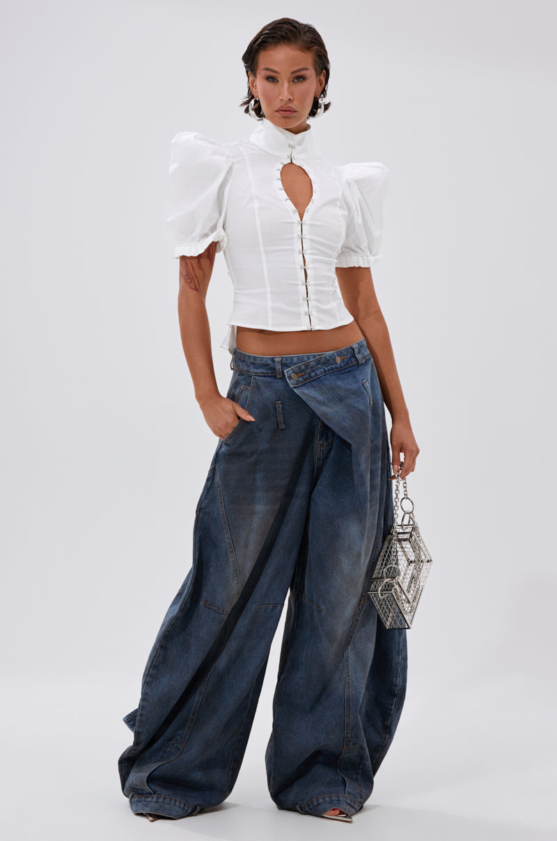 TOO COOL FOR YOU LACEUP BLOUSE