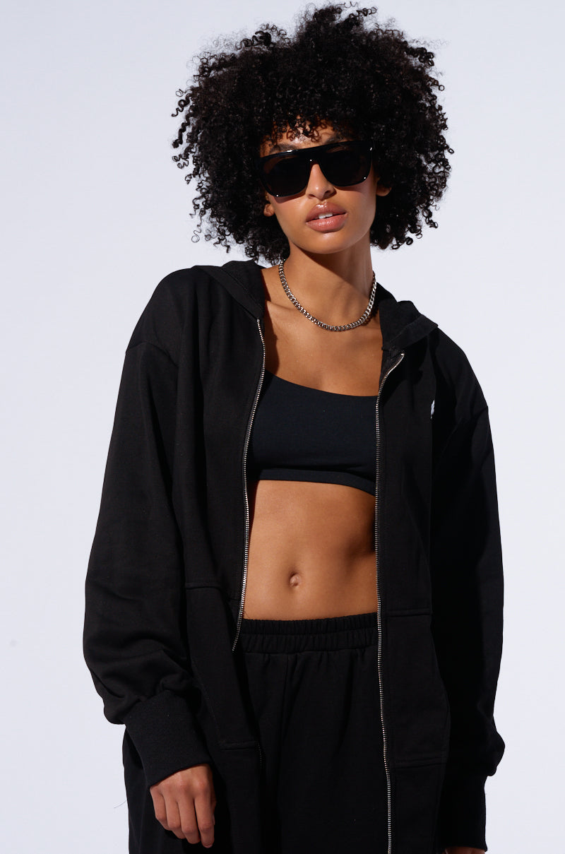 TAKE THE LONG WAY OVERSIZED ZIP UP HOODIE
