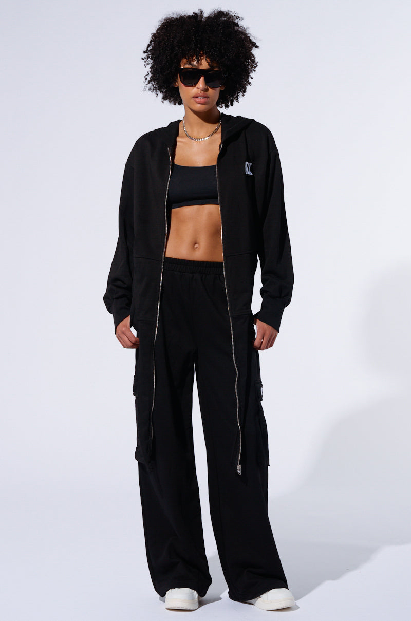 TAKE THE LONG WAY OVERSIZED ZIP UP HOODIE
