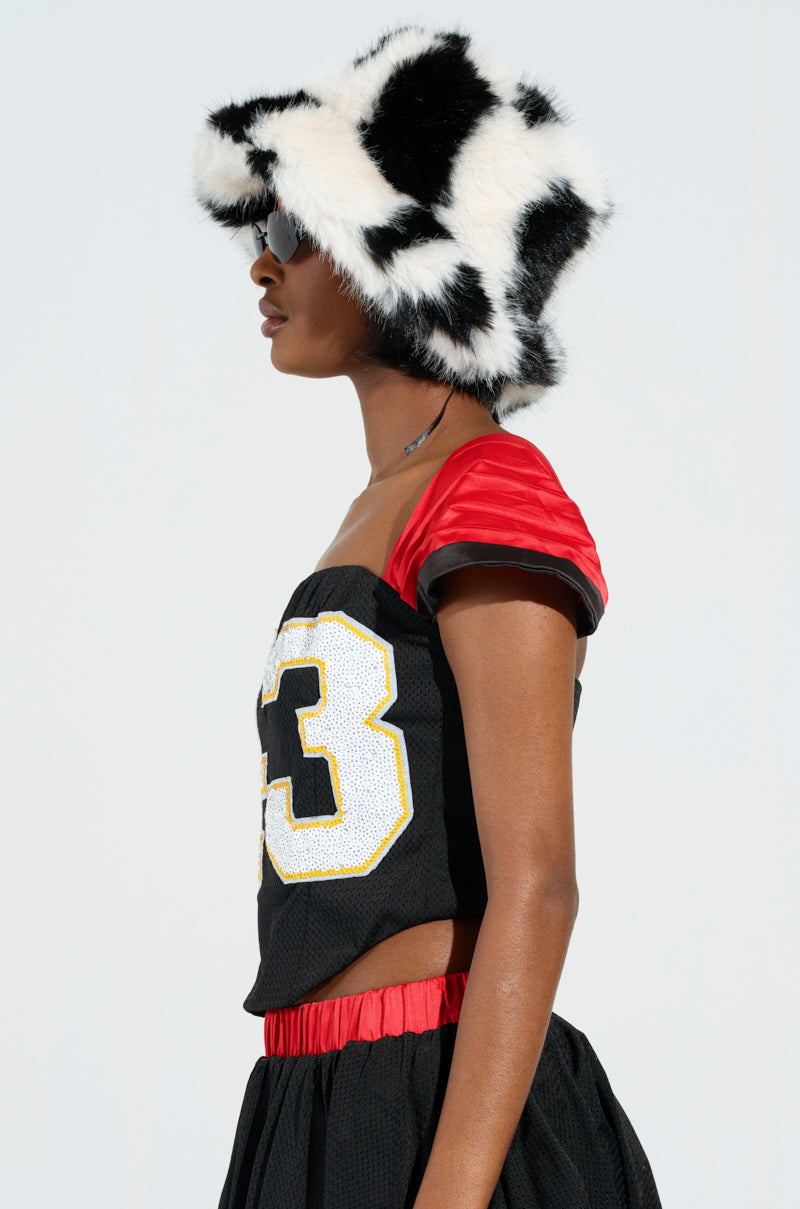 GET IN THE FIELD CAP SLEEVE CORSET TOP