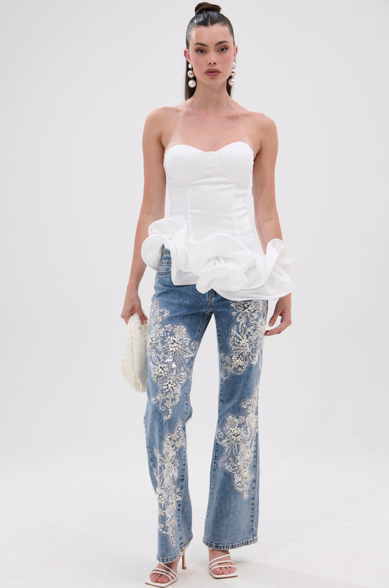 THE MORE YOU KNOW RUFFLE DETAIL CORSET TOP