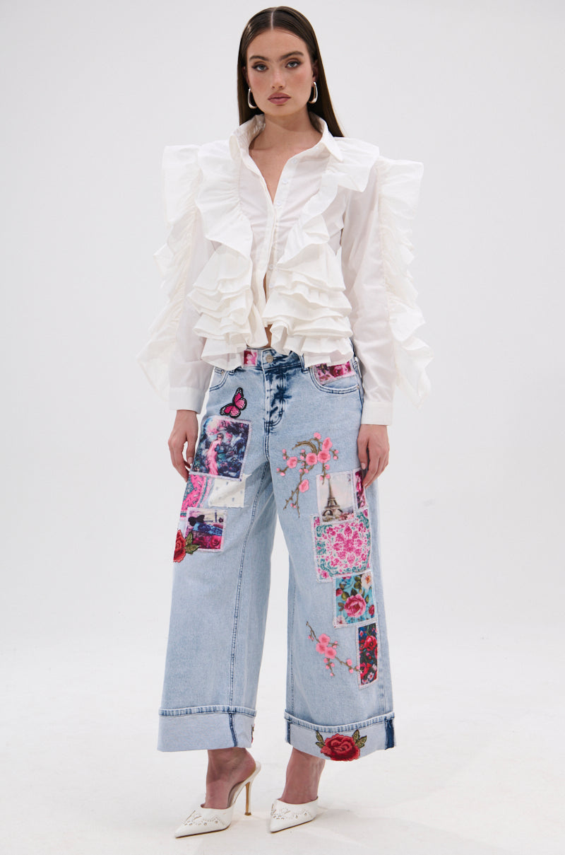 STAR OF THE SHOW RUFFLE BUTTON DOWN
