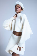 CUDDLE UP FUZZY CROPPED SWEATER IN IVORY