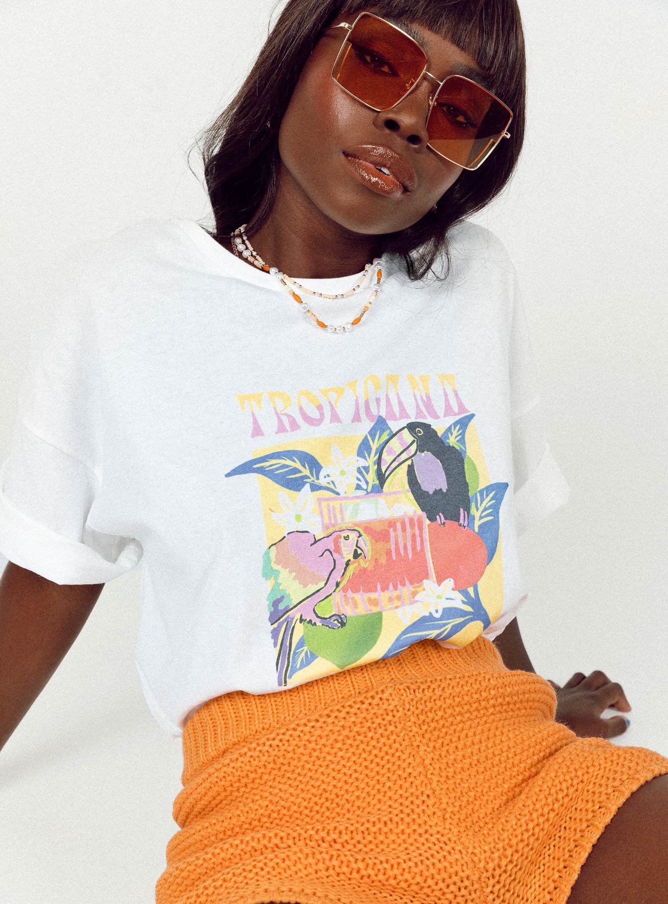 Tropicana Oversized Tee White
