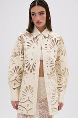 YOU FEELIN ME NOW CUTOUT PU BUTTON UP SHIRT
