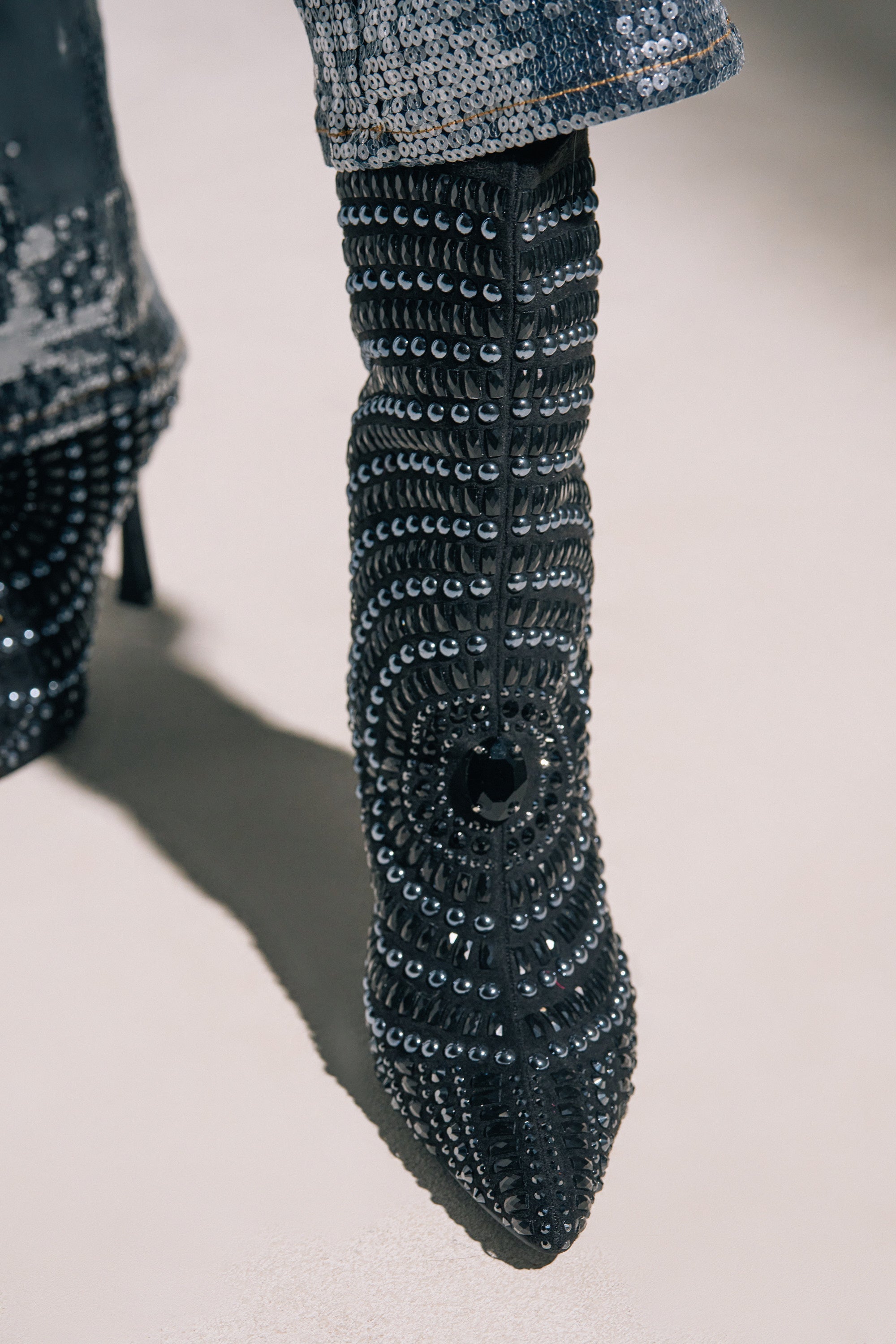 AZALEA WANG HILLEL PEWTER RHINESTONE BOOTIE
