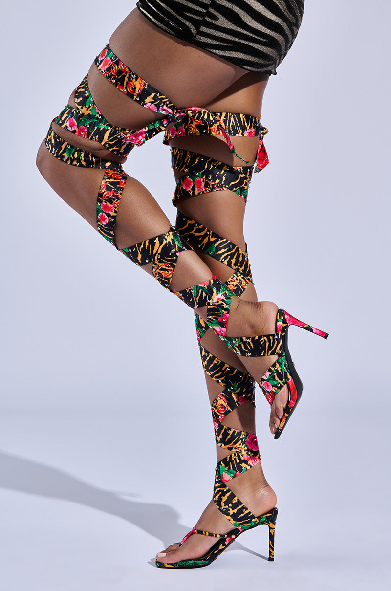 AZALEA WANG HOWLITE TIGER STUDDED STRAPPED SANDAL