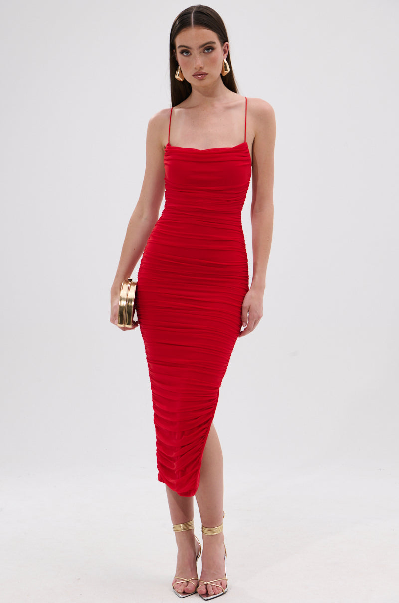 SHINE BRIGHT SLINKY MIDI DRESS