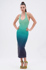UNDER THE SEA RHINESTONE OMBRE MIDI DRESS