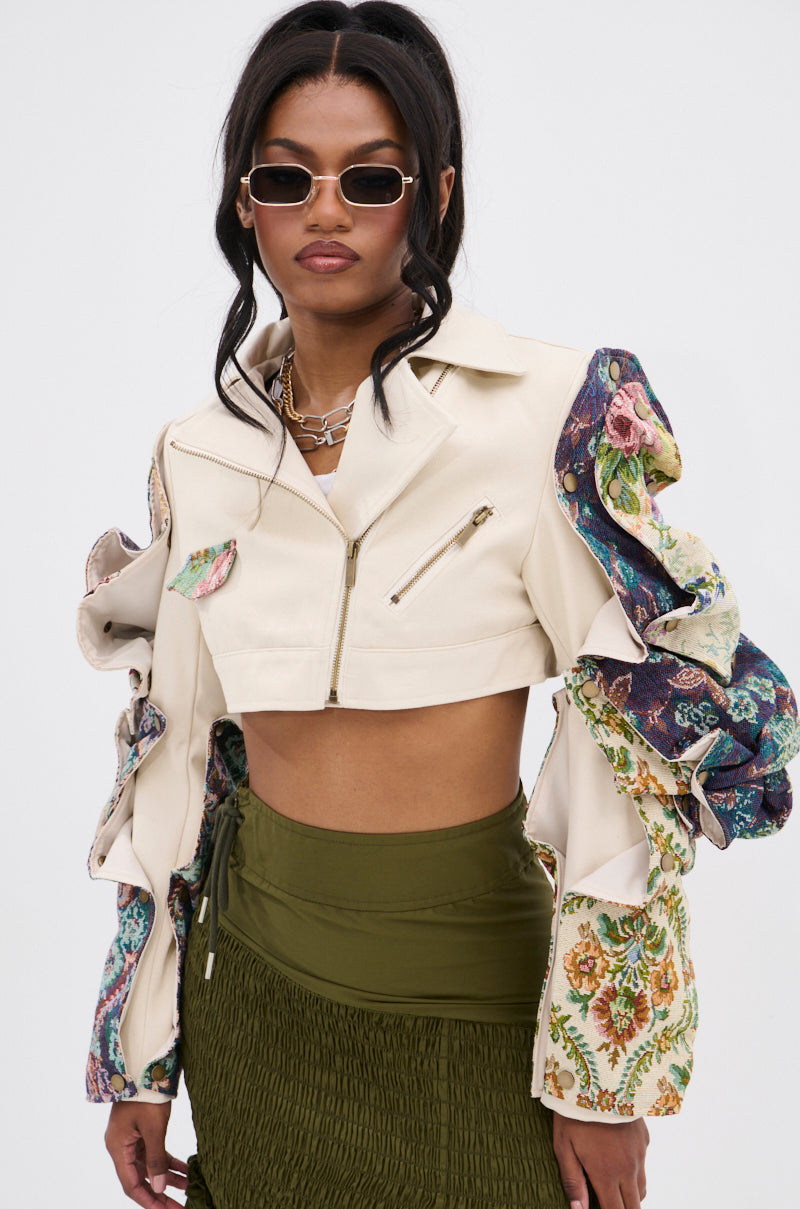 SNAP OUT OF IT ULTRA CROP MOTO IN JACQUARD