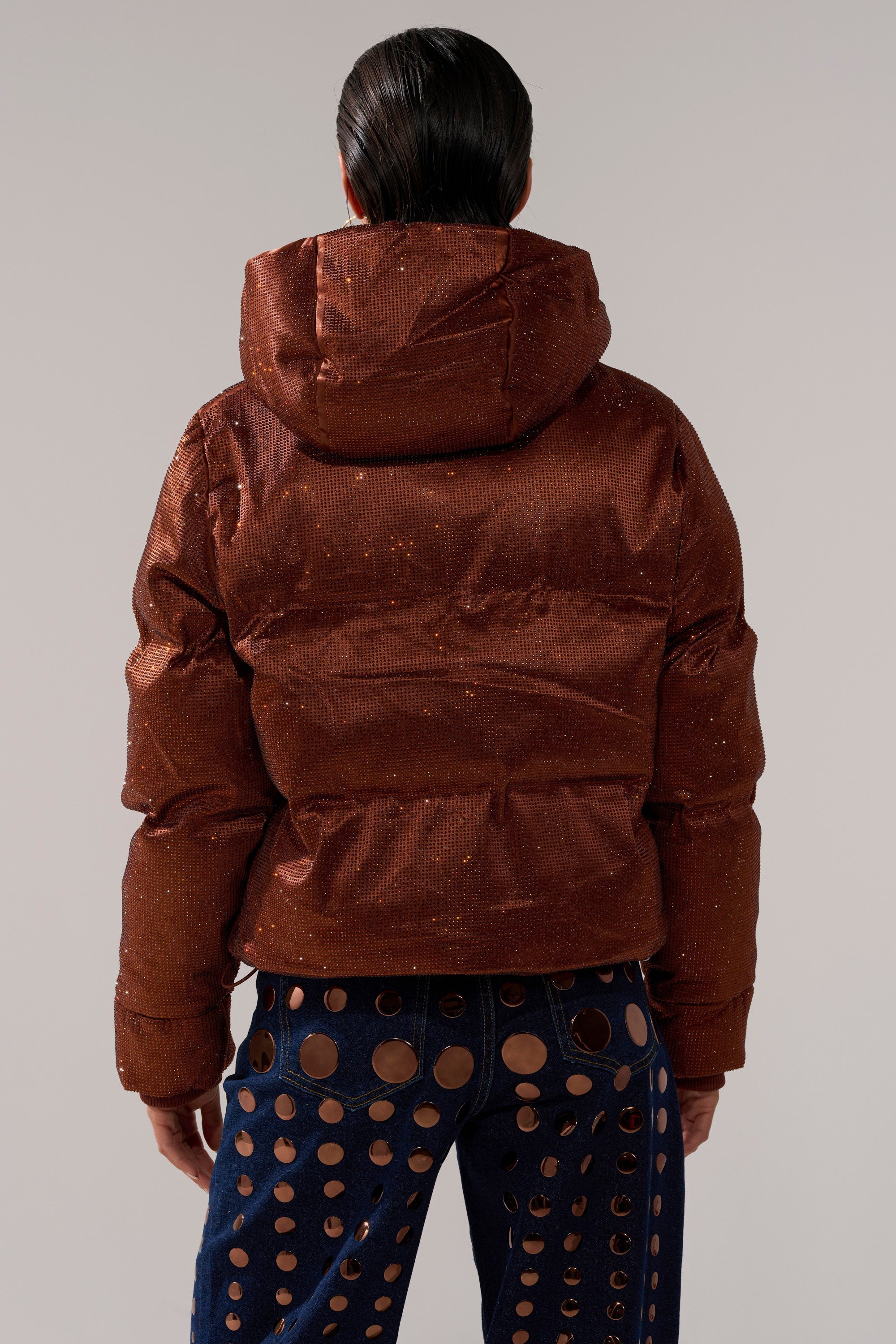 FAYE RHINESTONE PUFFER IN COPPER