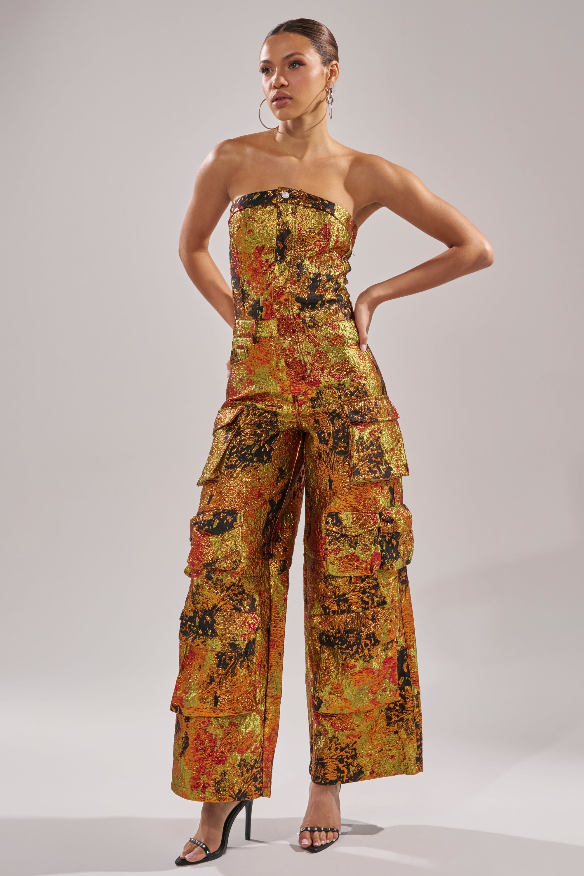 NIKKI BROCADE JUMPSUIT
