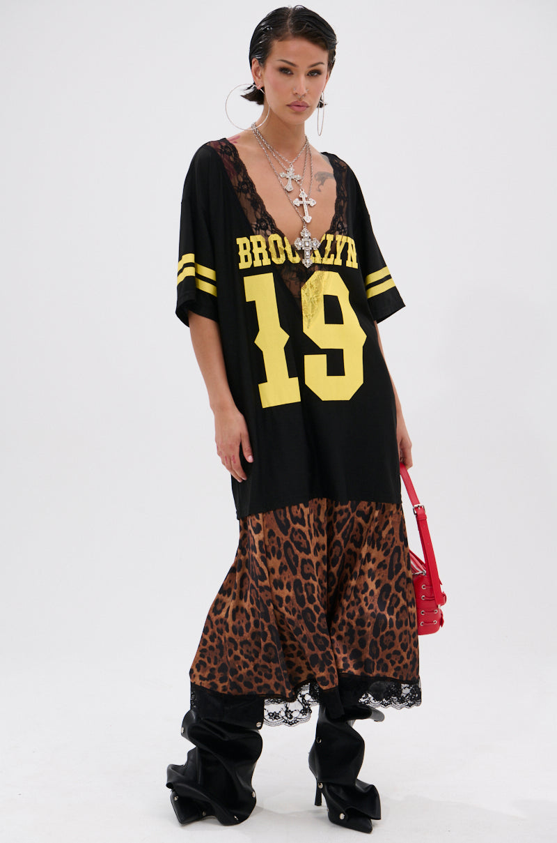 CITY GIRL LAYERED JERSEY MIDI DRESS