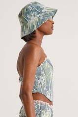 VERONICA FLORAL LACE DENIM CORSET