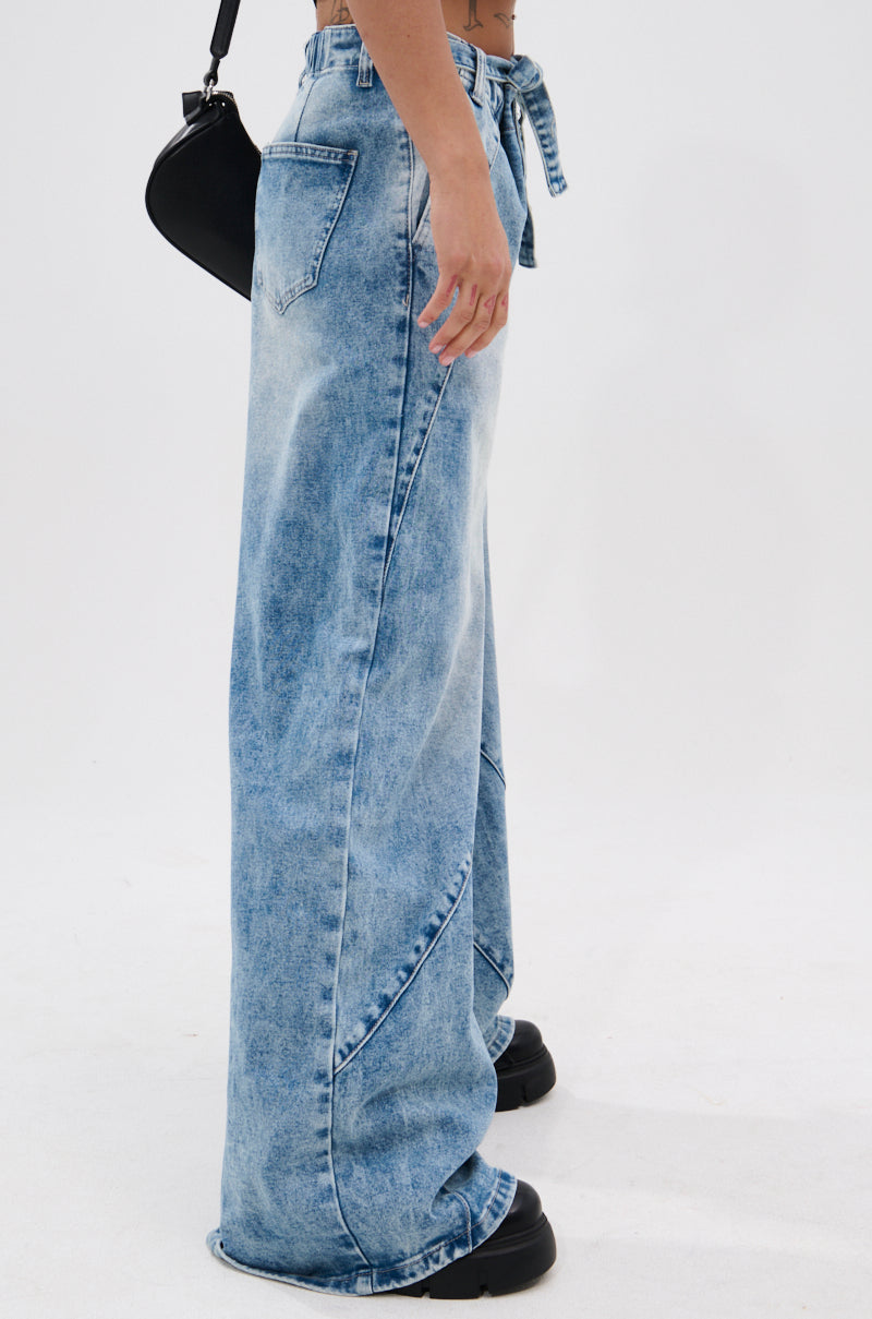 TIED TO YOU RELAXED DENIM PANT WITH TIE BELT