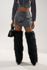 ALL FOR LOVE VELVET DENIM MINI SKIRT