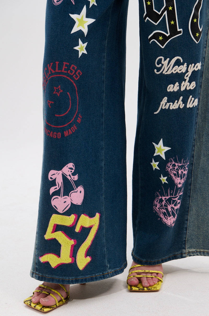 TKO GRAPHIC WIDE LEG DENIM JEAN