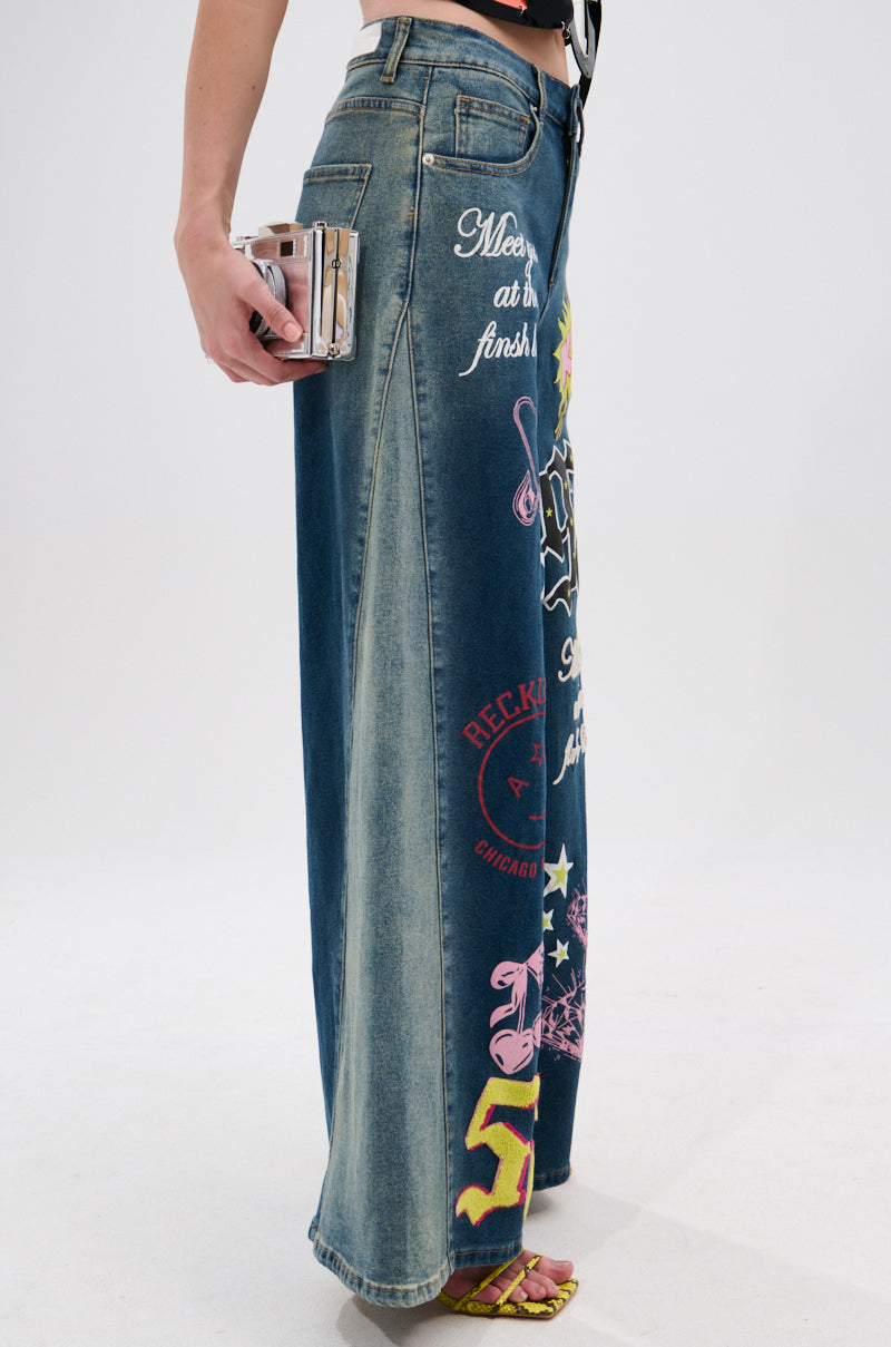 TKO GRAPHIC WIDE LEG DENIM JEAN