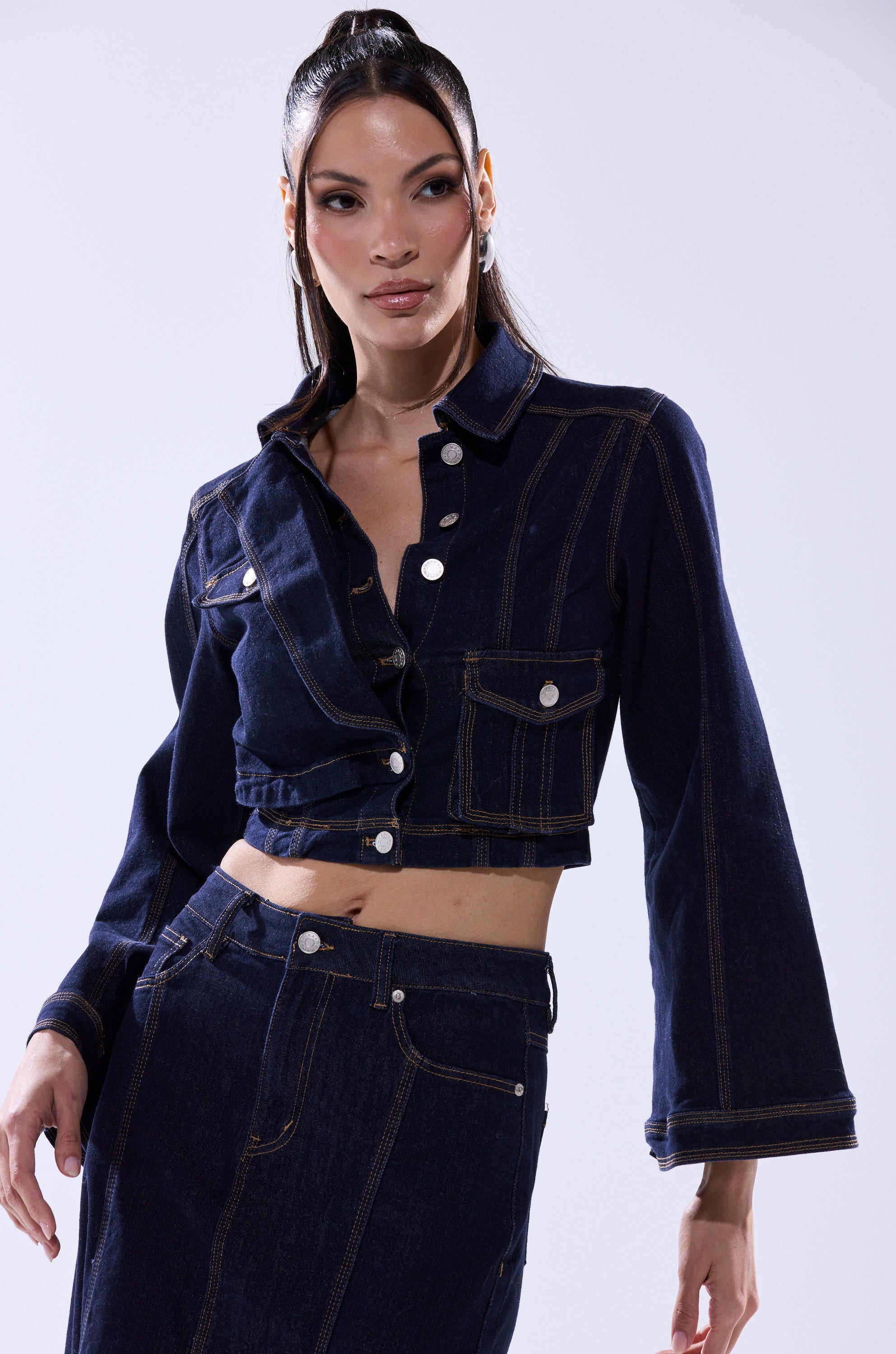 SHES GONE , DANCE ON DENIM BUTTON DOWN