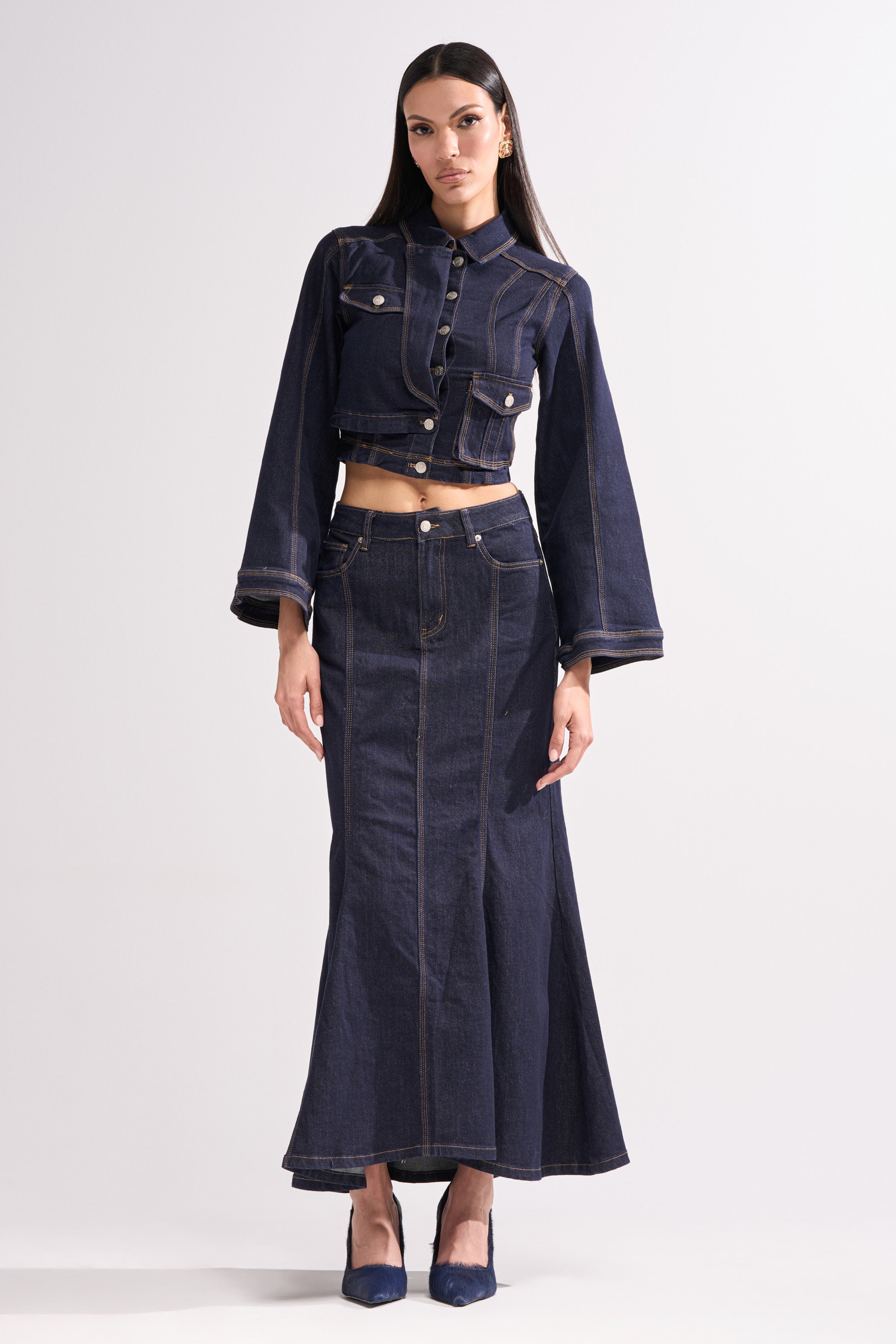 SHES GONE , DANCE ON DENIM BUTTON DOWN