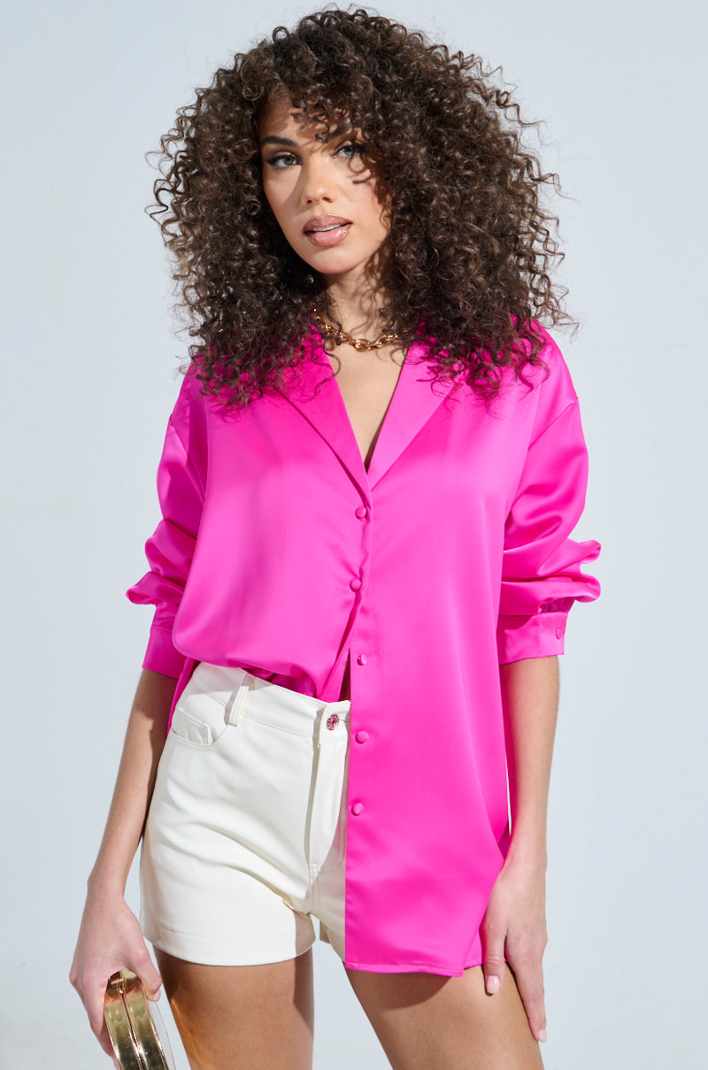 GEO SATIN LONG SLEEVE BLOUSE
