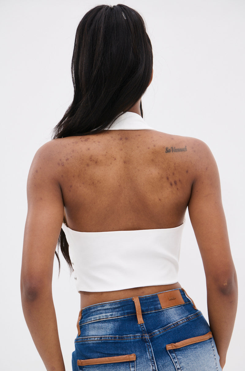 TOUCH ON ME ZIP HALTER TOP