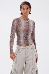 SNAKE CHARMER LONG SLEEVE MESH TOP