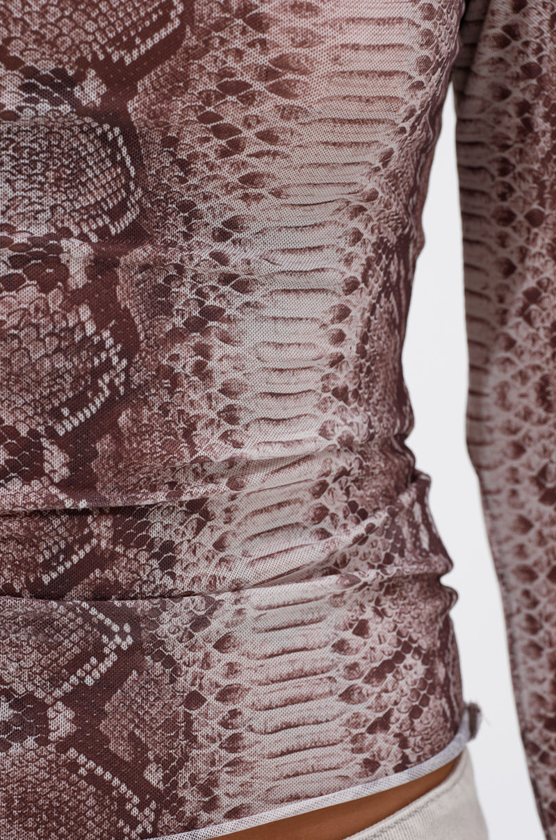 SNAKE CHARMER LONG SLEEVE MESH TOP