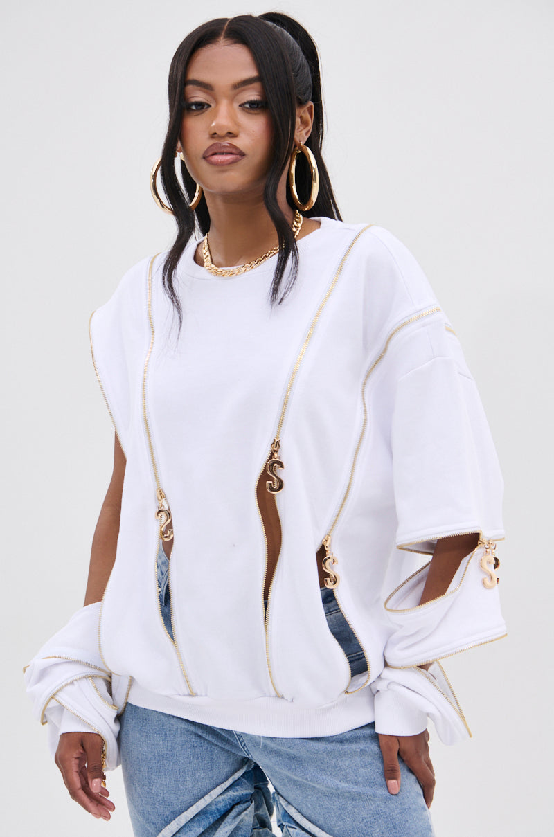 SABRINA ALL OVER ZIPPER SWEATSHIRT