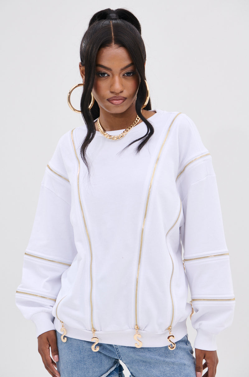 SABRINA ALL OVER ZIPPER SWEATSHIRT