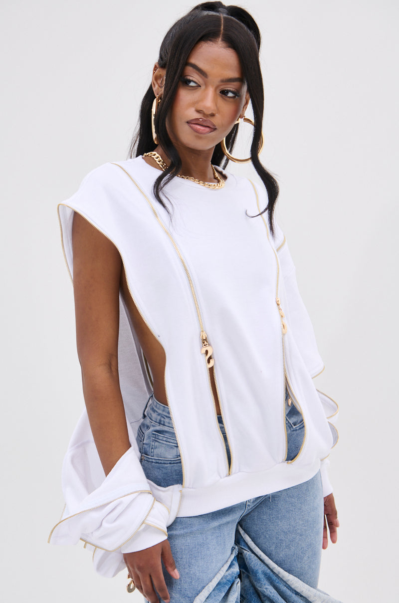 SABRINA ALL OVER ZIPPER SWEATSHIRT