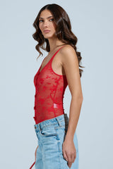 YOU WILL SEE LACE BODYSUIT IN RED