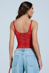 YOU WILL SEE LACE BODYSUIT IN RED