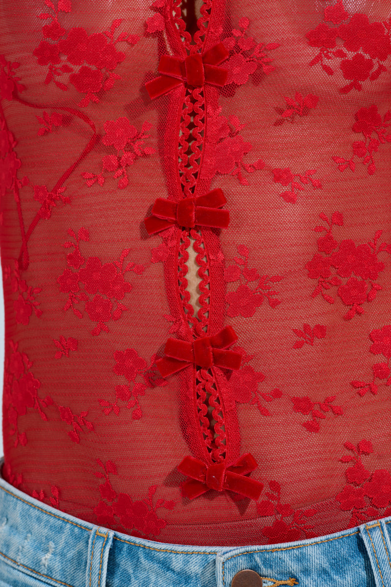 YOU WILL SEE LACE BODYSUIT IN RED
