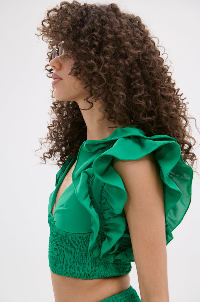 SOMETHING FEELS RIGHT BLOUSE IN KELLY GREEN