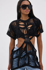SHREDDED OVERSIZED SHORT SLEEVE TEE