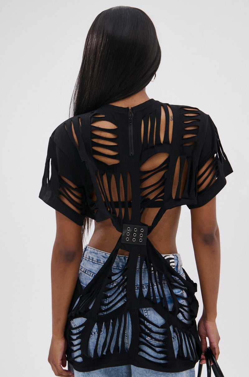 SHREDDED OVERSIZED SHORT SLEEVE TEE