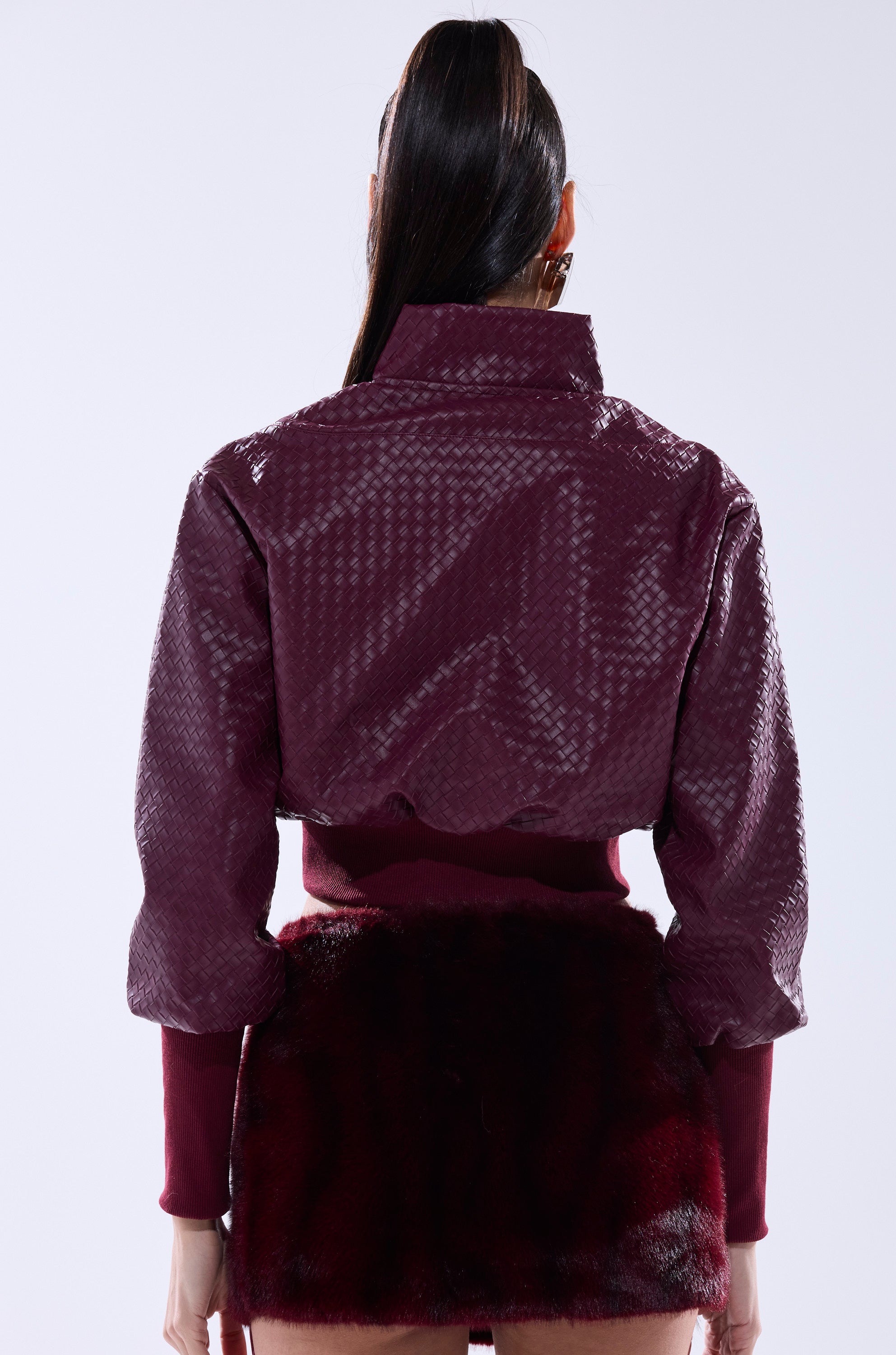 VENETTA FAUX LEATHER QUARTER ZIP SWEATSHIRT