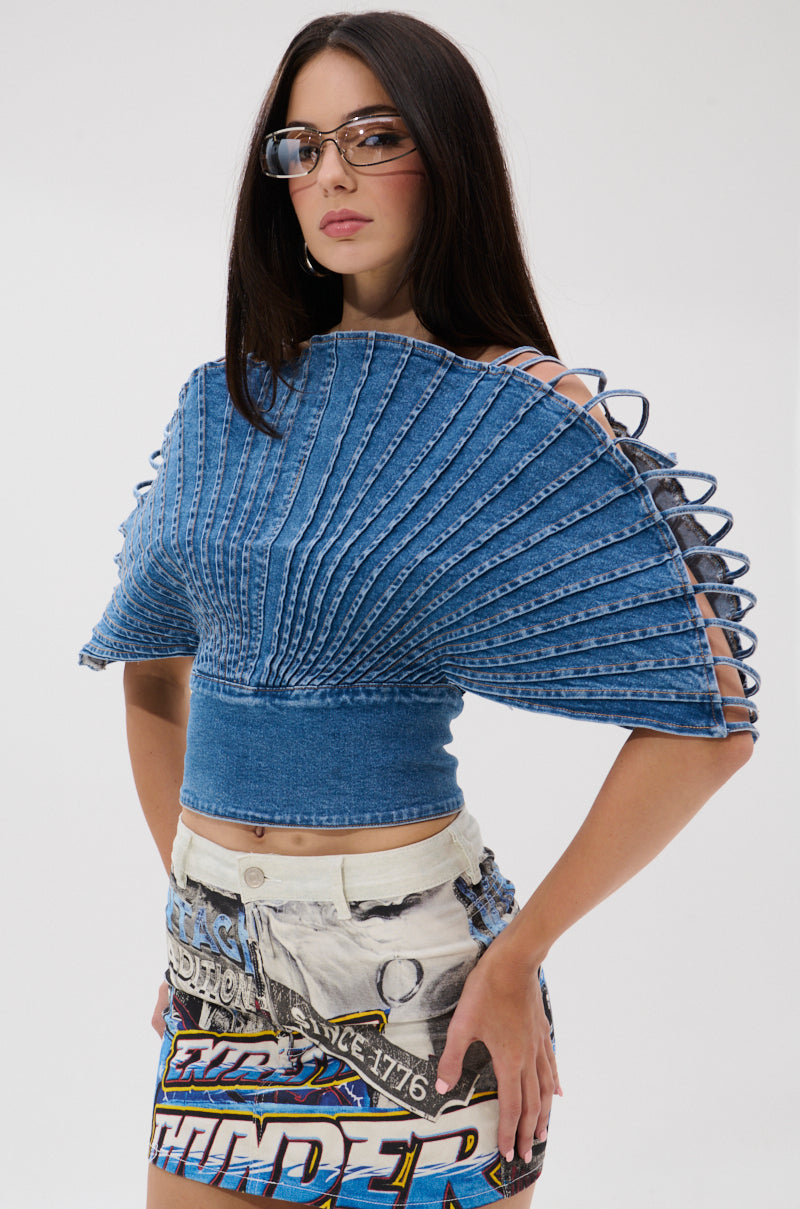 DENIM ON DENIM BLOUSE