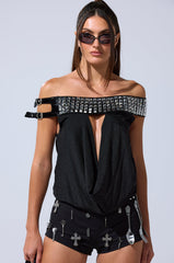 VENUS STUDDED OFF-THE-SHOULDER TOP