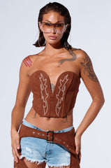 SMOKE HOUR SUEDE CORSET IN BROWN